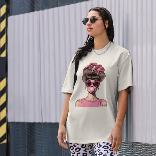 Oversized faded "Fungi Girl" t-shirt
